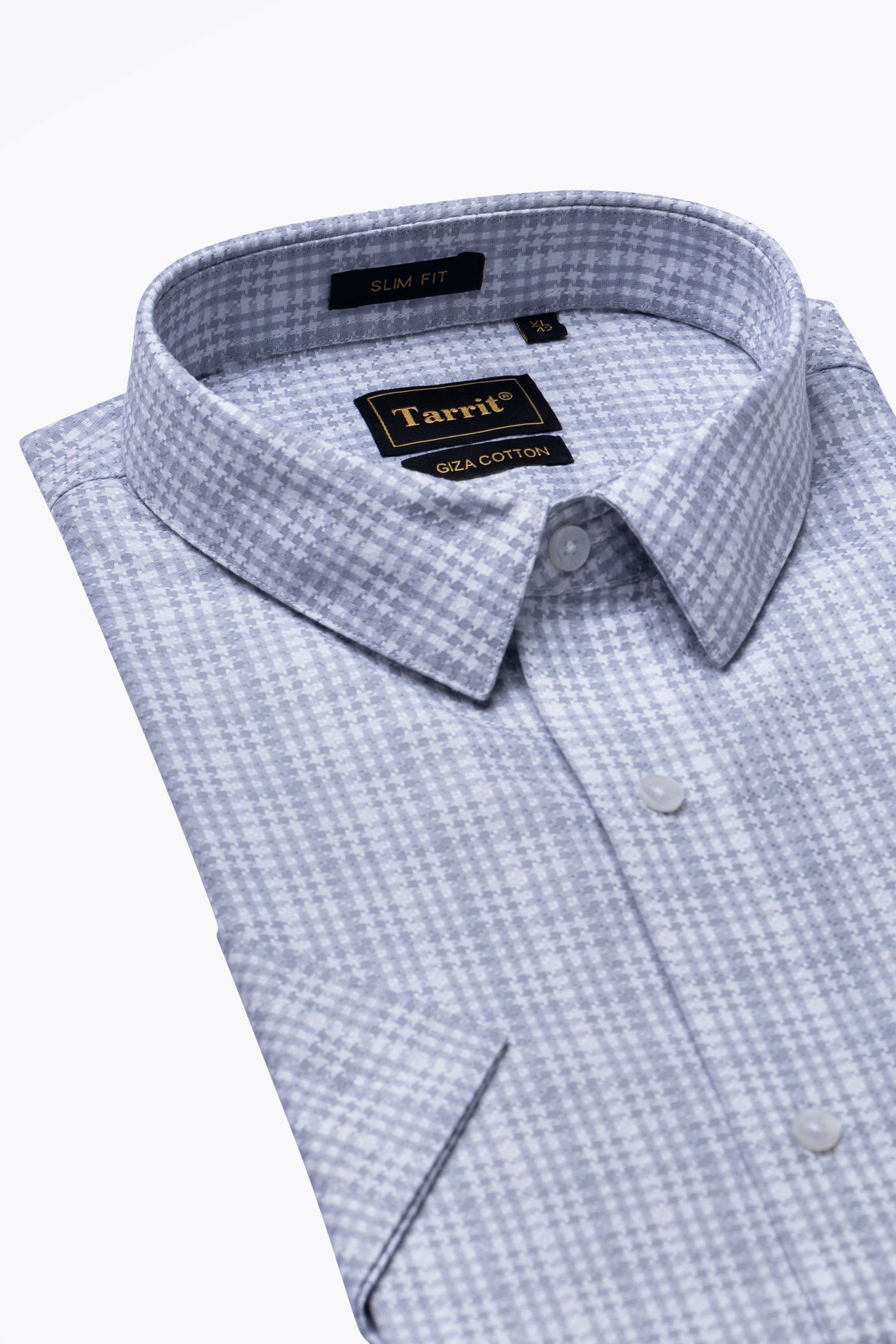 Blue Windowpane Check Shirt, sleeve