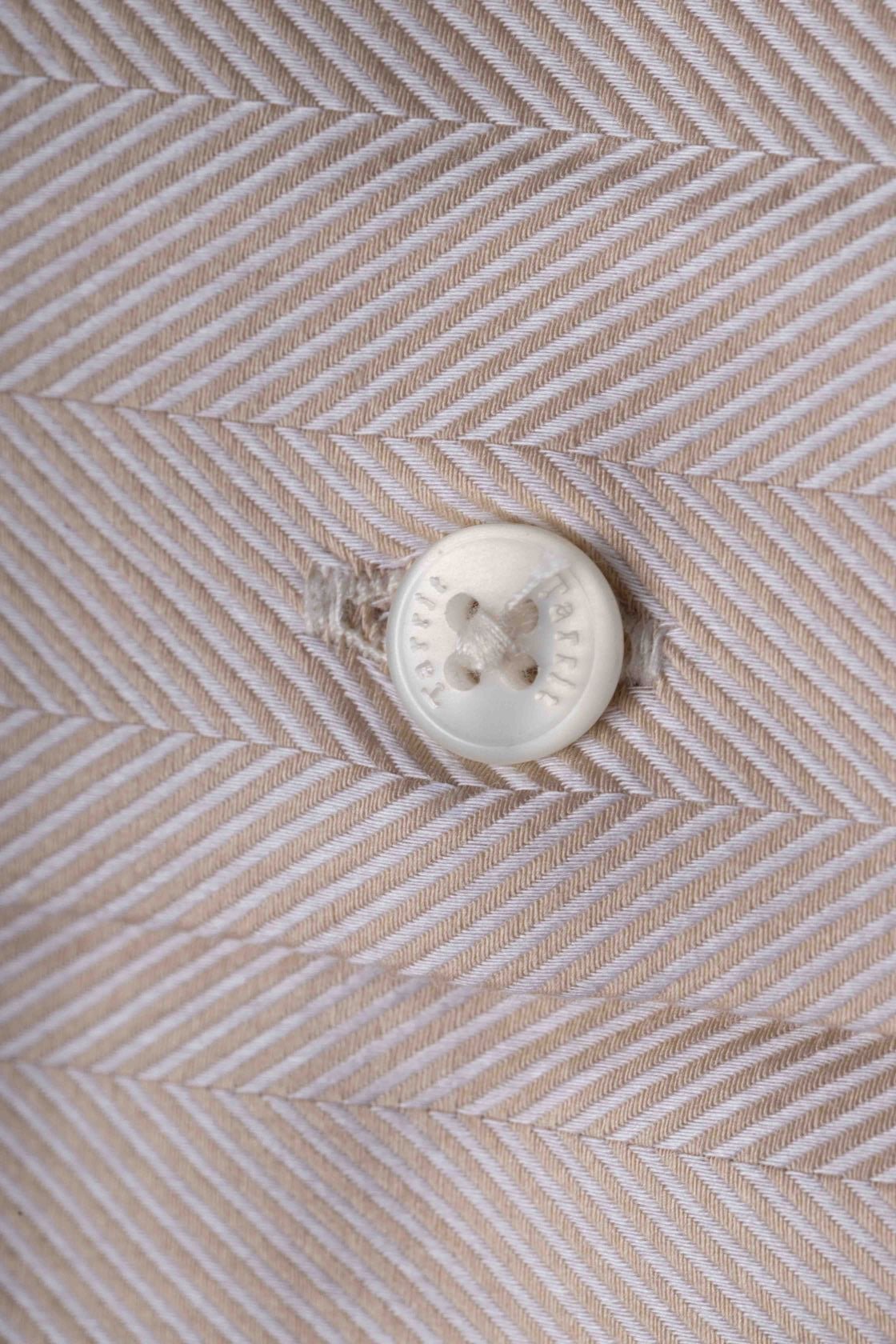 Cream Herringbone Shirt, button