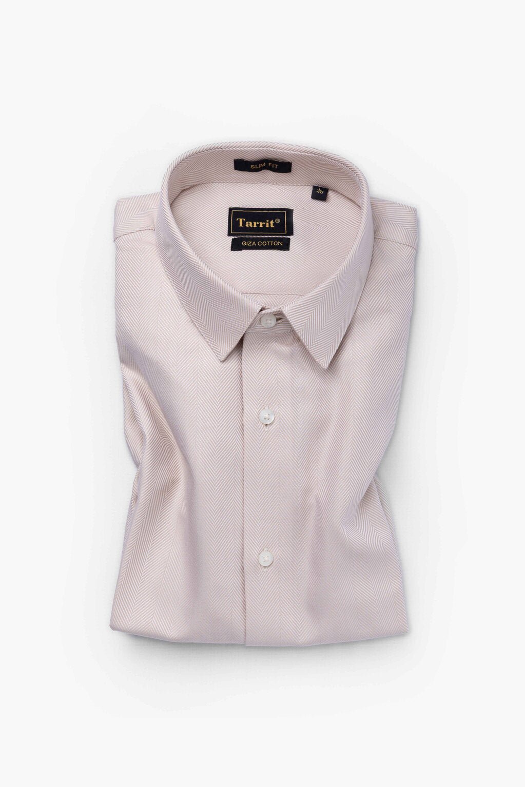 Cream Herringbone Shirt, folded