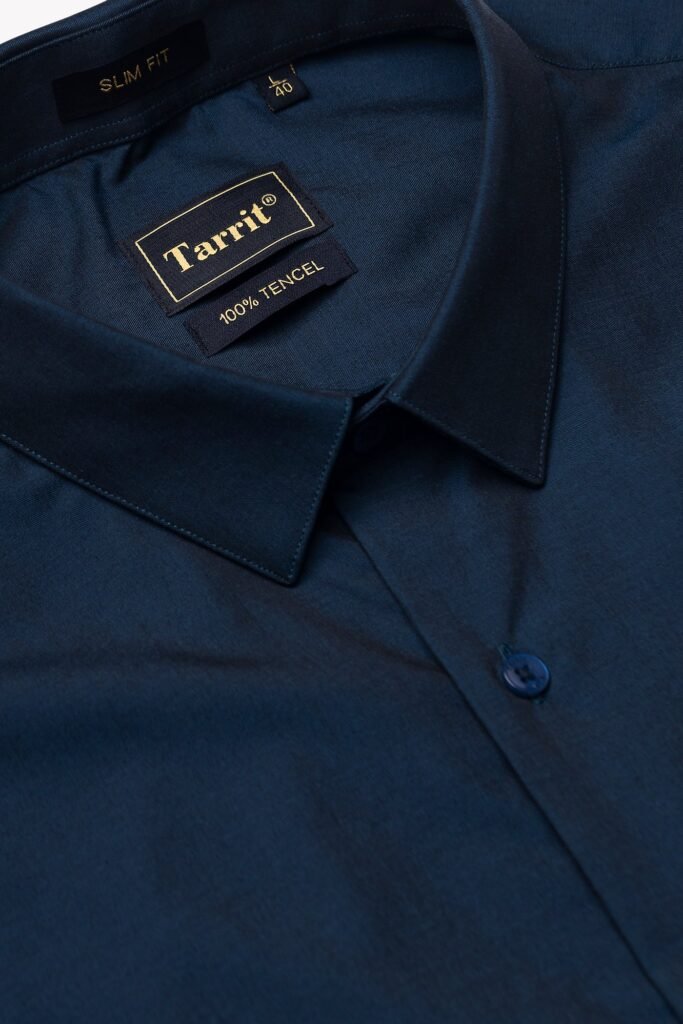 Deep Navy Tencel Shirt, collar