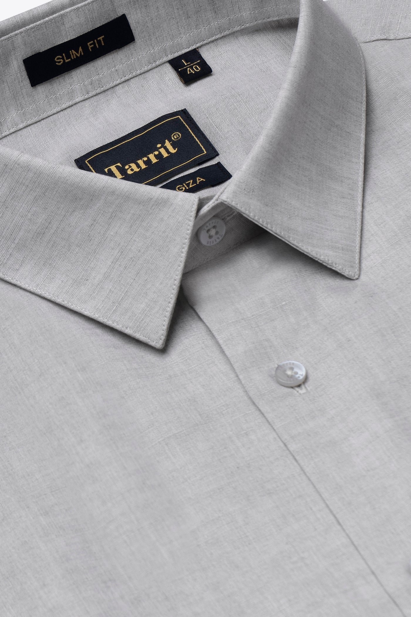 Dove Grey Giza Shirt, collar