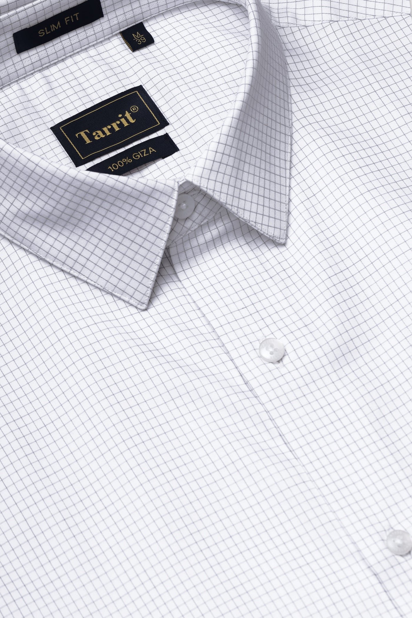Grey Micro-Check Shirt, collar